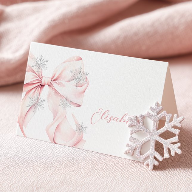 Carte de table d'hiver à ruban rose  (Créateur téléchargé)