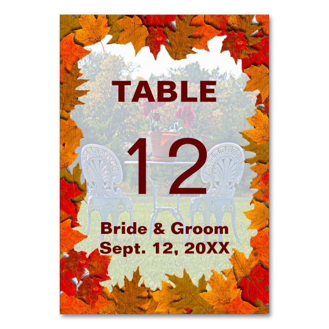 Carte de table du Mariage d'automne Meadow of Love (Par défaut)