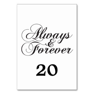 Carte de table Ebony Always & Forever Mariage