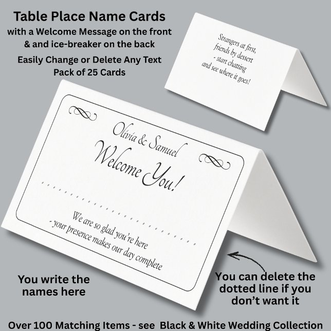 Carte de table - Écrivez le nom - avec des message (Créateur téléchargé)