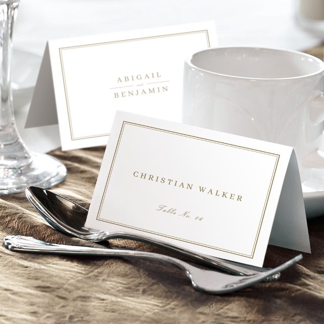 Carte de table élégante à bordure dorée minimalist (Elegant Gold Border Minimalist Foldable Place Card)