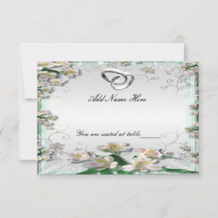 Carte de table élégante à fleurs blanches