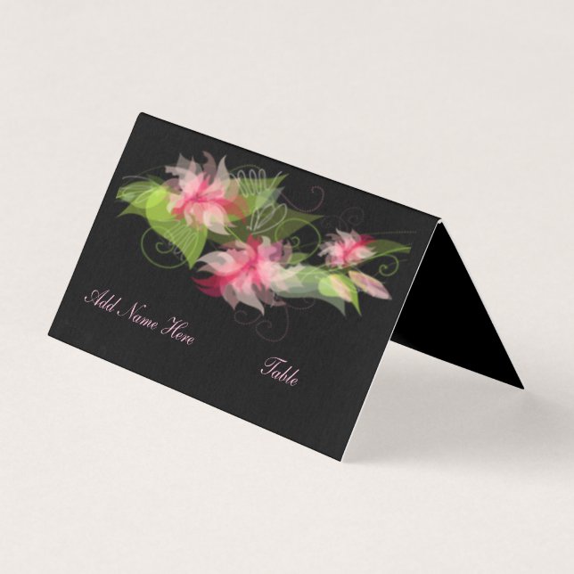 Carte de table élégante à fleurs roses romantiques (Front)