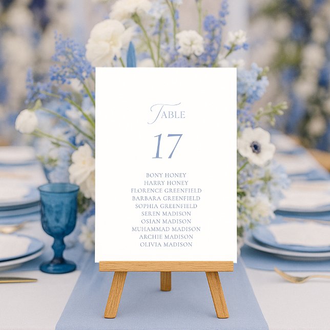 Carte de table élégante bleu poussiéreux  (Créateur téléchargé)