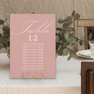 Carte de table élégante en calligraphie or rose
