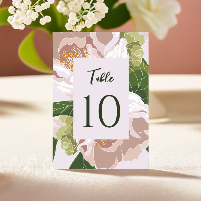 Carte de table élégante Fleur et Verdure (Lush Flower and Greenery Elegant Table Card)