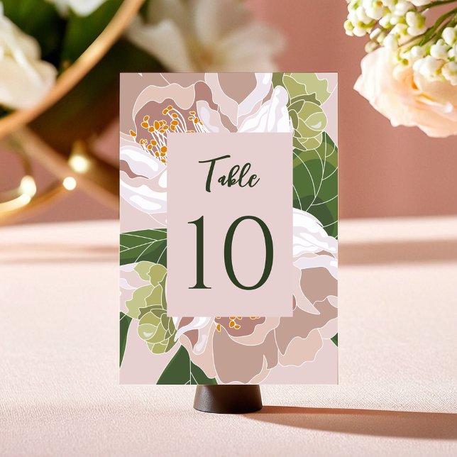 Carte de table élégante Fleur et Verdure (Lush Flower and Greenery Elegant Table Card)