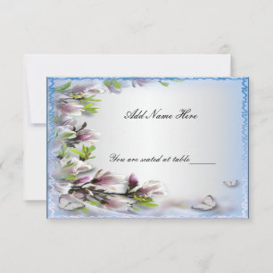 Carte de table élégante papillon floral violet