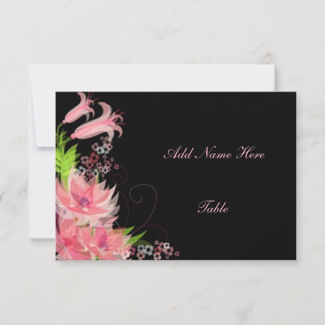 Carte de table élégante romantique rose florale (Devant)