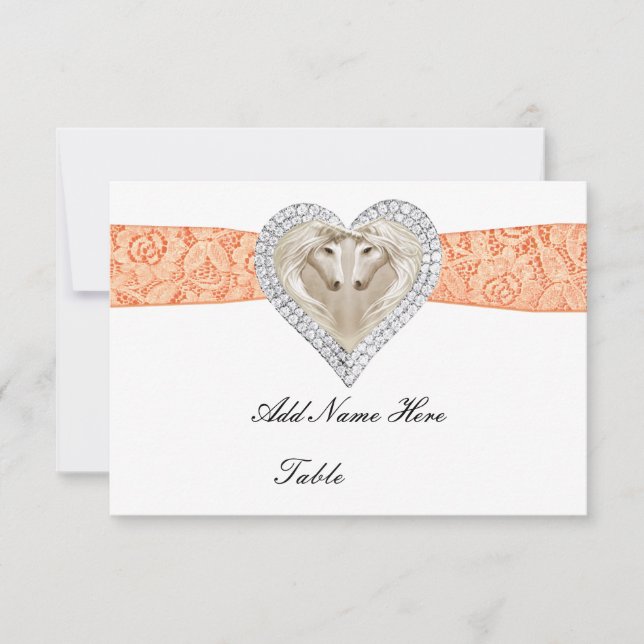 Carte de table en dentelle orange licorne (Devant)