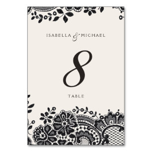 Carte de table en dentelle vintage noire