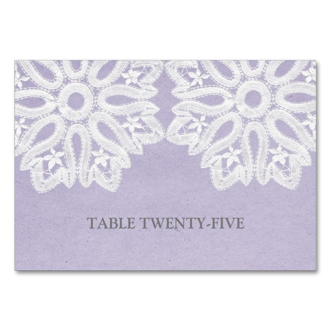 Carte de table en dentelle violette élégante (Devant)
