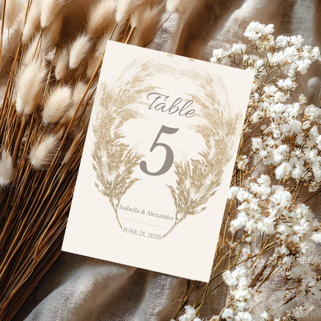 Carte de table en herbe de Pampa (Pampas Grass Table Card Number)