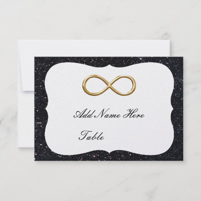 Carte de table en or paillettes noires pour l'infi (Devant)