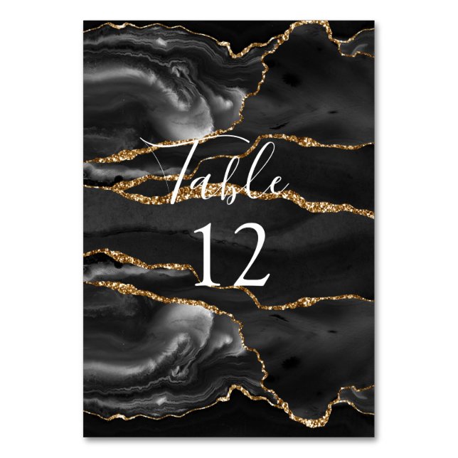 Carte de table en paillettes d'or en agate noire f (Par défaut)