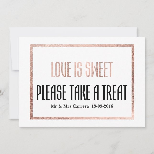Carte de table en rose gold faux chic (Devant)