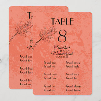 Carte de table et de nom Tangerine et Noir