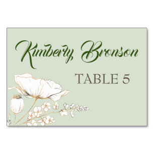 Carte de table Fleur sauvage Gold pour noms indivi