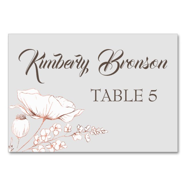 Carte de table Fleur sauvage rose pour les noms in (Devant)