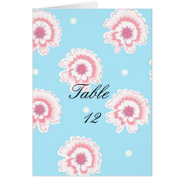 Carte de table florale bleue et rose (Devant)