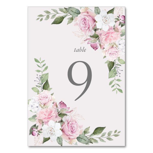 Carte de table florale élégante de jardin de roses (Par défaut)