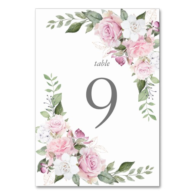 Carte de table florale élégante de jardin de roses (Par défaut)