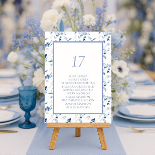 Carte de table florale en art fin Dusty Blue
