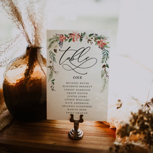 Carte de table florale hivernale rustique | Mariag (Créateur téléchargé)