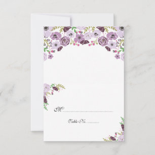 Carte de table florale Vous pliez Violet
