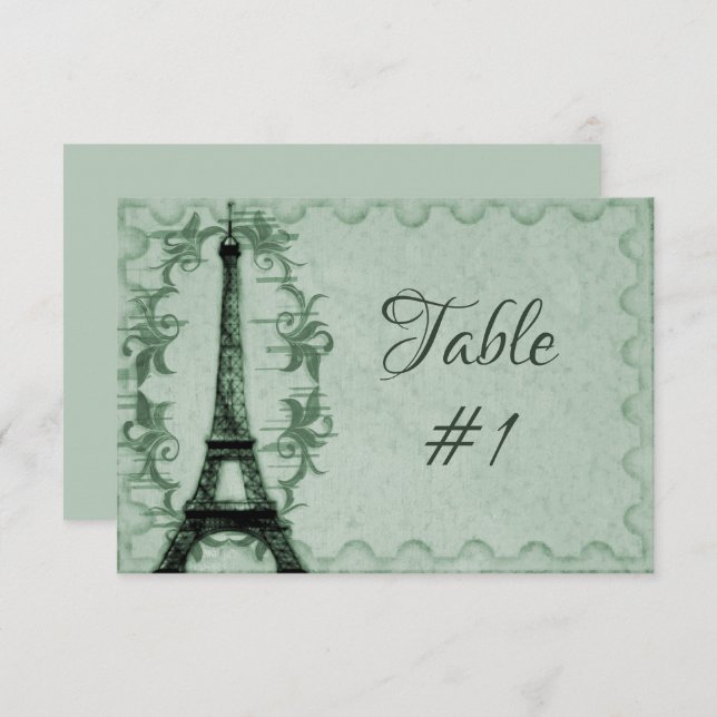 Carte de table Green Eiffel Tower (Devant / Derrière)