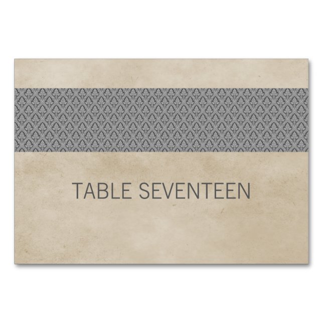 Carte de table grise rustique Damask (Devant)