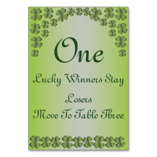 Carte de table irlandaise Lucky Four Leaf Clover