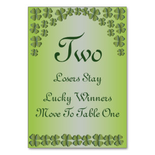 Carte de table irlandaise Lucky Four Leaf Clover #