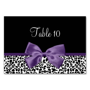 Carte de table Leopard moderne Acai Purple Ribbon