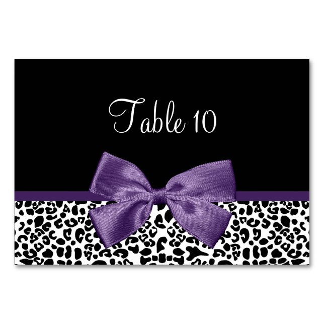 Carte de table Leopard moderne Acai Purple Ribbon (Devant)