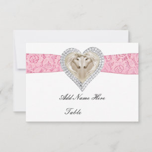 Carte de table Licorne Rose Dentelle