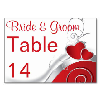 Carte de table - Linage Argent Coeur Rouge