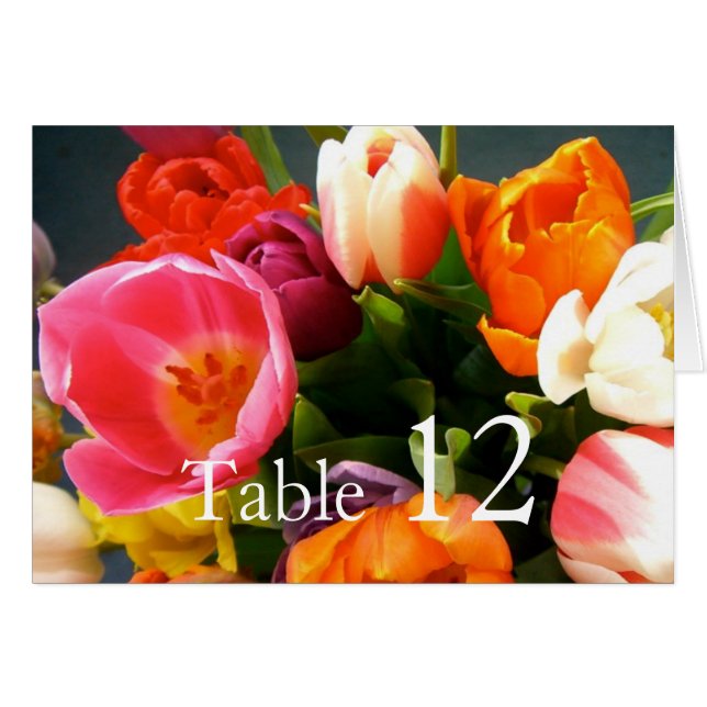 Carte de table luxe Elegant Tulips Bouquet (Devant horizontal)