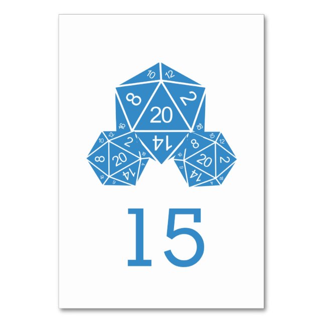 Carte de table Mariage Blue D20 Dice (Par défaut)