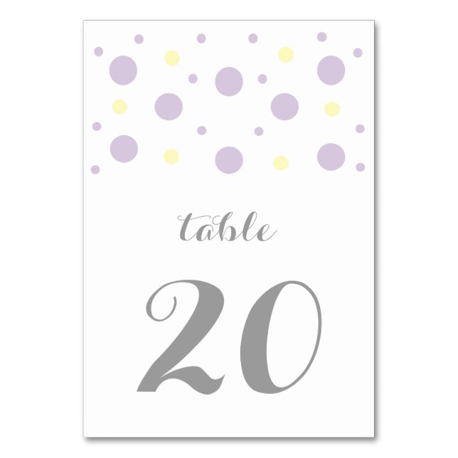 Carte de table Mariage Confetti Jaune violet (Par défaut)