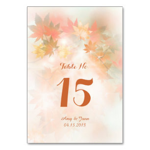 Carte de table mariage de brouillard automne autm3