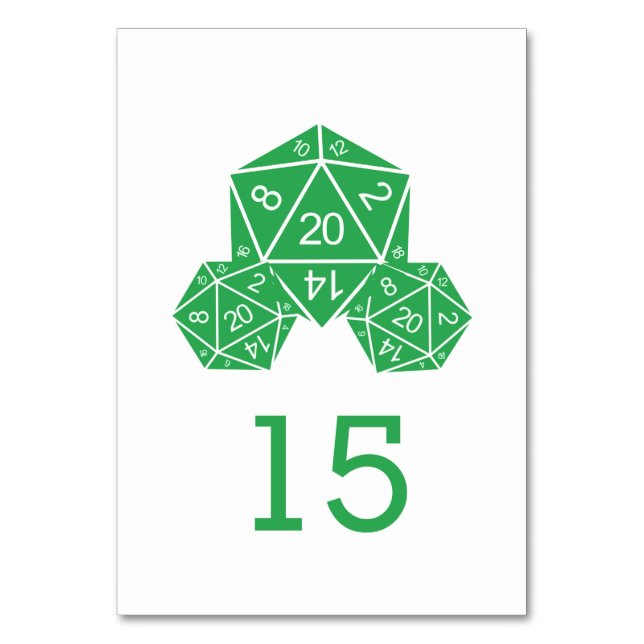 Carte de table Mariage de dés D20 Vert (Par défaut)