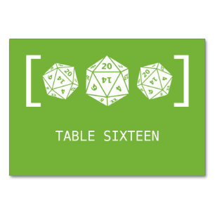 Carte de table Mariage de jeu de dés Green D20