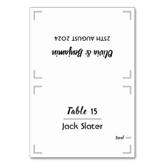 Carte de table Mariage de script manuscrit simple