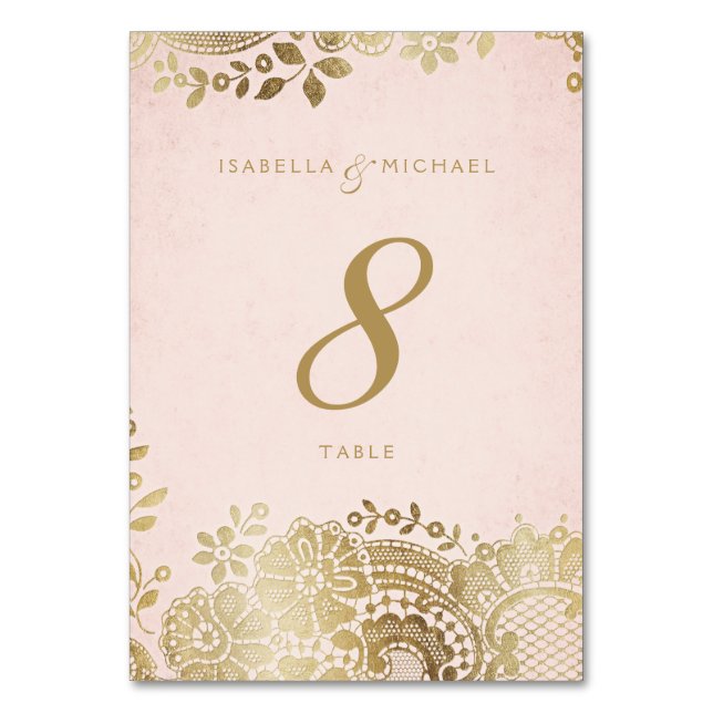 Carte de table mariage en dentelle or (Par défaut)