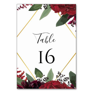 Carte de table mariage   Floral Bourgogne Marsala
