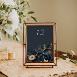 Carte de table Mariage Floral Gold Luxe Midnight<br><div class="desc">Notre collection "Watercolor Moody Florals" présente des fleurs sombres en noir, turquoise et bleu nuit avec des accents dorés et une typographie élégante pour toutes vos occasions. Mélangez et appariez les articles comme vous le souhaitez et contactez-nous si vous avez des demandes spéciales par conversation ou e-mail. Consultez notre magasin...</div>