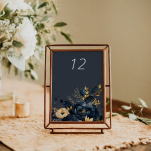 Carte de table Mariage Floral Gold Luxe Midnight