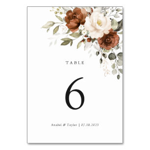 Carte de table Mariage Floral Rust Cream Greenery