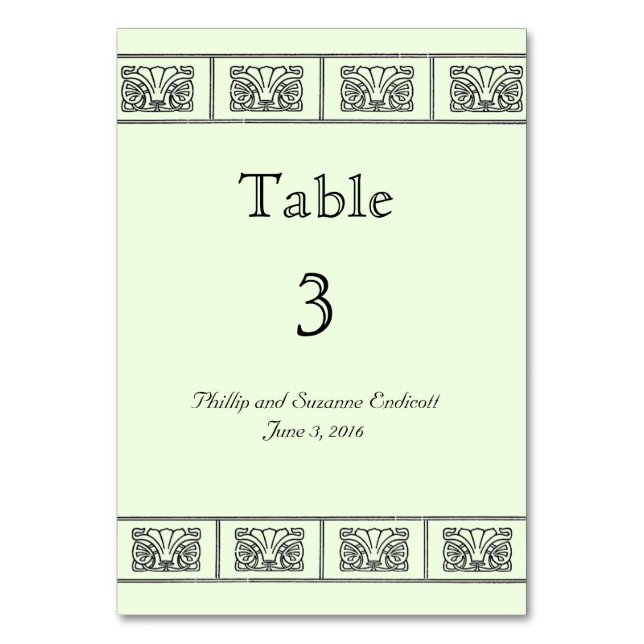 Carte de table Mariage frontière vintage Art déco (Par défaut)